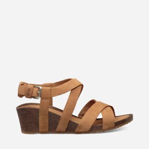 Teva Mahonia Wedge Cross Strap Damen Sandalen Braun (Österreich)